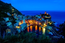 Night Lights in Vernazza Cinque Terre Italy 