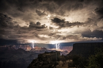 Nighttime thunderstorm over the Grand Canyon 
