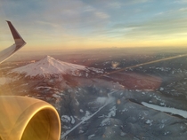 North West view of Mt Hood from the air 