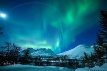 Northern Lights Over Troms Norway  