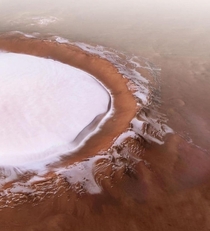 Northern polar crater on Mars
