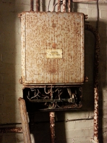 Not So Essential - An abandoned fuse box  feet underground in Churchills emergency wartime bunker NW London 