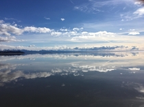 ocean looking like a mirror leaving Anchorage Alaska  