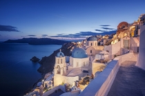 Oia in Santorini at Dusk  Photographed by Allard Schager