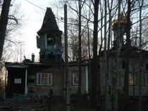 Old abandoned church in Karelia Russia It still has some old stuff incide so people closed windows to prevent looting 