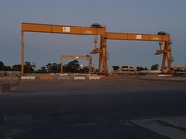 Old cranes at dawn at our worksite