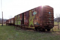 Old rusty rail car along the bike path Athens Ohio 