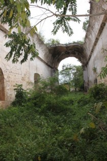Old Spanish church taken back by nature Tizimin Mexico  