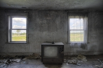 Old Television Left Behind in a Long Abandoned House in Rural Ontario 