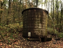 Old water tank in the woods Oregon 