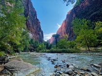 On the trail for The Narrows in Zion National Park Utah 