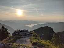 On top of the Bodenschneid at sunset Schliersee - Germany 