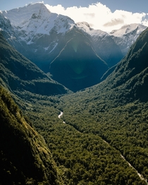 One of many valleys being over shadowed by the monstrous peaks in Fiordland New Zealand x 