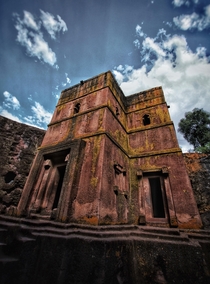 One of the monolithic Rock Churches of Lalibela Ethiopia Hewn into the mountain