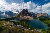 One of the most spectacular views in Canada Sunburst Peak with Mt Assiniboine behind British Columbia 