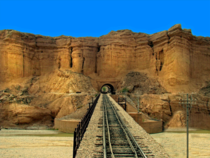 One of the  tunnels and one of the  bridges on the km Rohri to Quetta railway near Mushkaf station and Bolan Pass Pakistan x