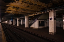 One of two disused platforms at the Hoyt-Schermerhorn Street station - Brooklyn New York 