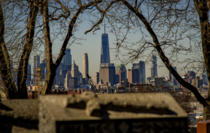 One World Trade Center and Lower Manhattan from Calvary Cemetery Queens NY 