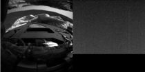 Opportunitys first image left and its last image right from the Martian surface