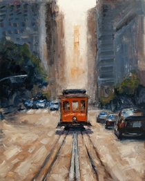 Orange Tram Me Oil on canvas x in 