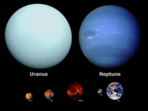 Our beautiful ice giants Uranus and Neptune in true color compared to the size of Earth Venus and Mars