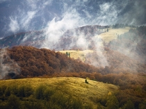 Over the Misty Mountains - Carpathian Mountains near Kolochava village Ukraine by Volodymyr Zinchenko 