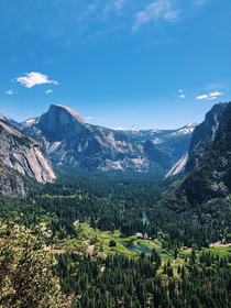 Overlooking Yosemite valley from Columbia Rock  Ft elevation Yosemite National Park California 