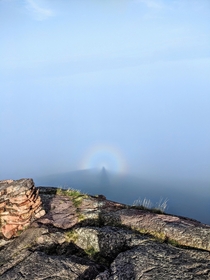 Pallisade Head circular rainbow over Lake Superior Silver Bay MN 