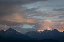 Panorama of Alatau mountains in Kazakhstan 