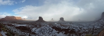Panorama of Monument Valley after a snowstorm 