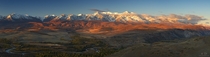 Panorama of the North Chu ridge Altai Mountains Russia 