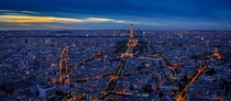 Paris at night from Montparnasse Tower  by Mengze Yuan