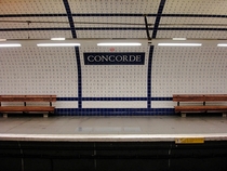 Paris Metro Line  Concorde Station Lettered tiles adorn the walls spelling out the  Declaration of the Rights of Man and of the Citizen 