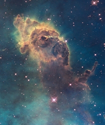 Part of the Carina Nebula imaged by the Hubble one of the largest diffuse nebulae in the sky
