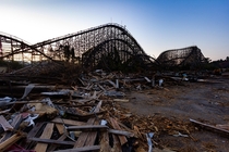 Partially demolished wooden roller coaster abandoned for  years at the time of this photo chrisluckhardt