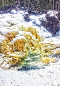 Partially frozen Amnicon Falls Amnicon State park WI 