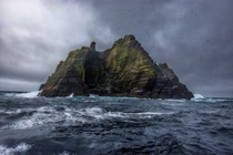Perfect light on stormy seas by Little Skellig Island Ireland 
