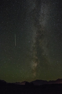 Perseid Meteor Shower and the Milky Way Over Waterton Lakes National Park AB Canada 