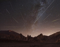 Perseids Meteor Shower at the Roques de Garca  Tenerife Spain 