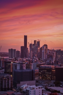Pink hues over Brisbane Australia