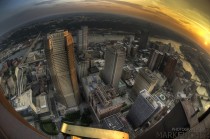 Pittsburgh PA sunset from atop the tallest building in the city 