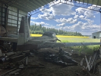 Poor old  Piper Navion left to rot at an airfield-turned-flower field