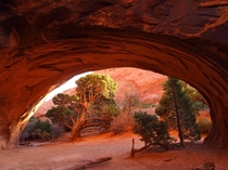 Porthole view of a magical landscape -- Navajo Arch Arches National Park UT OC 