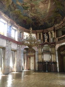 Prague next to the Charles bridge you could find Colloredo-Mansfeld Palace Abandoned for more then  years now used as a art gallery and for fashion shows