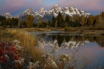Predawn at Grand Tetons National Park Wyoming As seen from Schwabachers Landing 