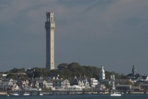 Provincetown a historic Massachusetts fishing and resort community with the Pilgrim Monument in the background 
