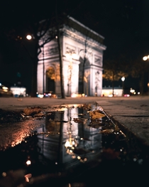 Puddle photography by night in Paris