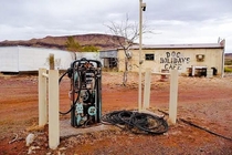 Pump and Cafe at Wittenoom Aust An abandoned town contaminated with blue asbestos