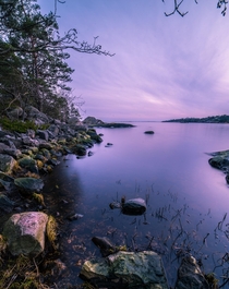 Purple sunset in the Swedish archipelago 