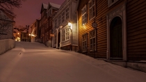 Quiet winter night in Bergan Norway 